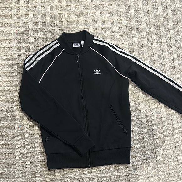 Adidas Black and White Track Jacket with Stripes - Picture 2 of 2